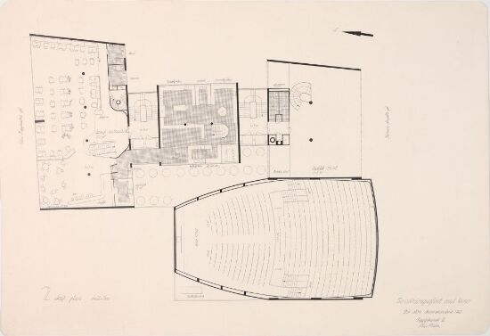 Utkast til forretningsgård med kino, plan av andre etasje