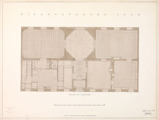 Utkast til enebolig i sammenhengende bebyggelse, plan av første etasje
