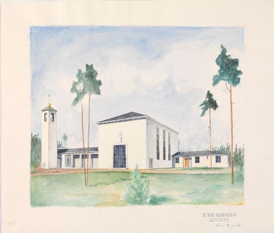 Utkast til kirkegårdsanlegg med krematorium