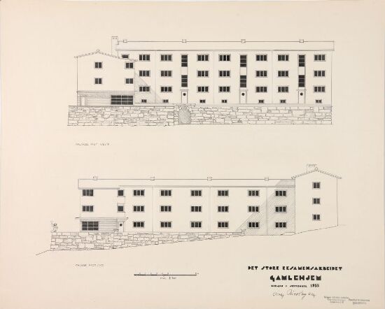 Utkast til et gamlehjem, fasadeoppriss