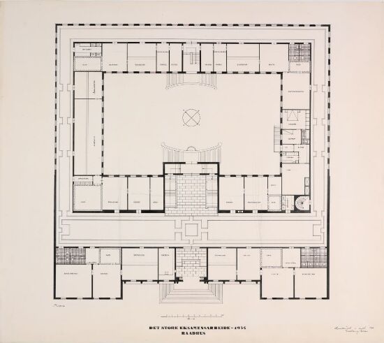 Utkast til et rådhus, plan av første etasje