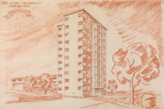 Utkast til regulering av Lilienhaug-området, perspektiv av Tårnblokka