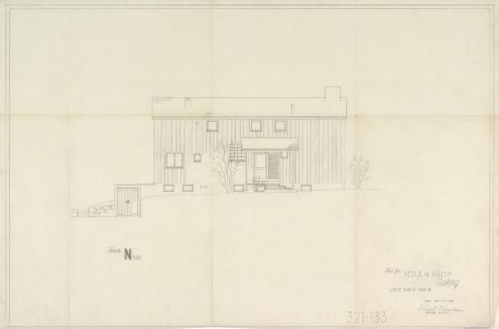 Utkast til Villa Natvig, fasade mot nord
