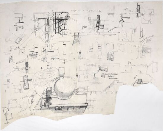 St. Hallvard kirke, studieskisse til utforming av takløsninger