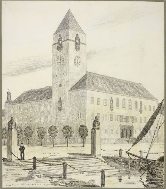 Utkast til rådhus for en mindre by