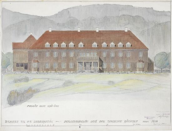 Utkast til landshotell, fasade mot syd-øst