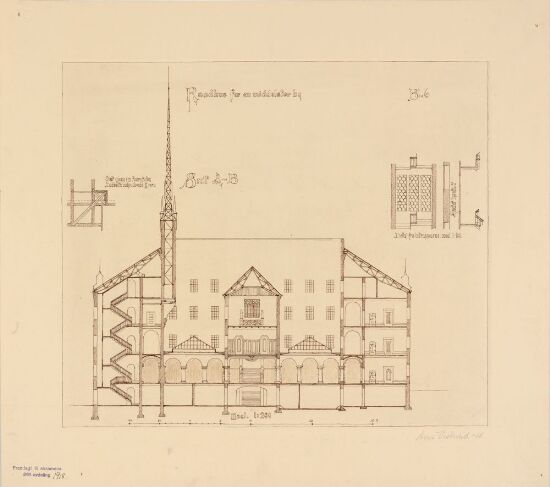 Utkast til rådhus for en middels stor kystby, snitt