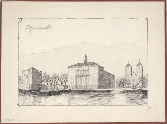 Utkast til rådhus for en middels stor kystby