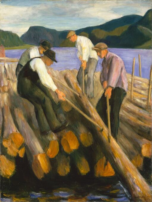 Men working on a Timber Boom