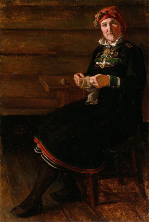 Seated Woman in Folk Costume from Setesdal