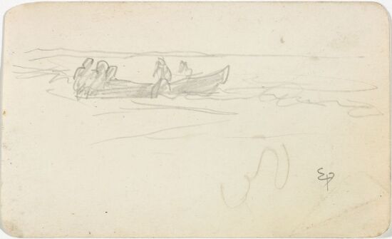 Båt og fiskere på stranden, Sele