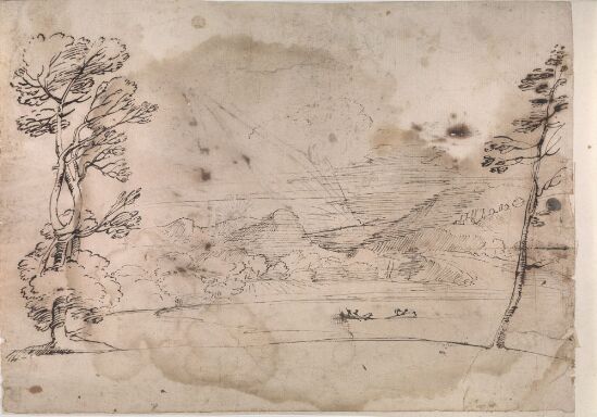 Landskap med innsjø