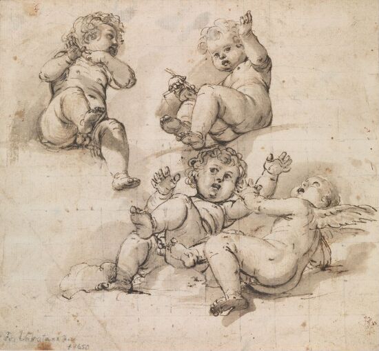 Fire lekende putti