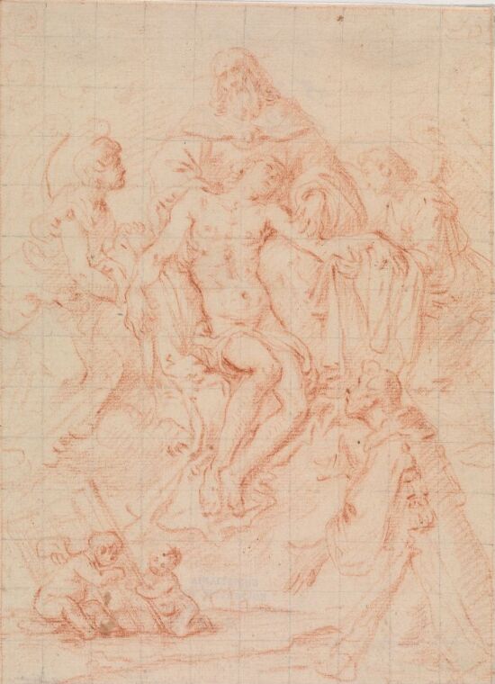 Den Hellige Treenighet tilbedt av Den hellige Laurentius