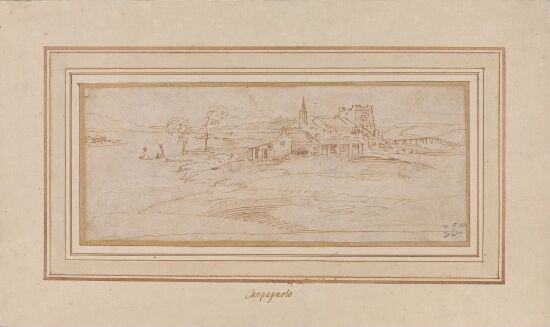 Landskap med landsby