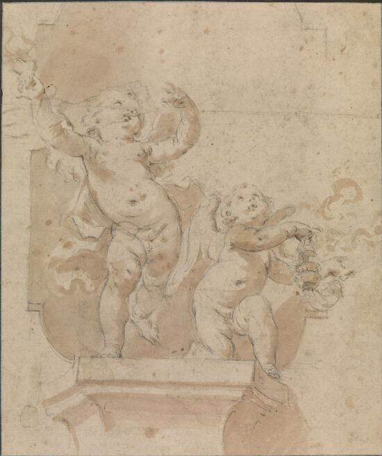 Lekende putti på kapitel