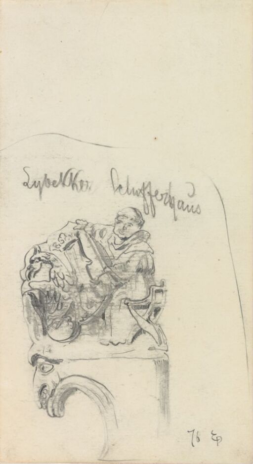 Detalj fra sidestykke til benk, Lübecker Schifferhaus