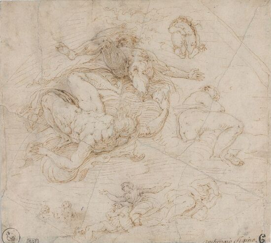 Nakne menn på en sky