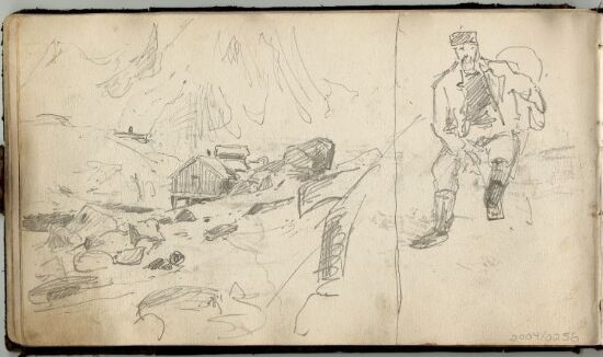 Svolværgeita sett fra Hjekskjæret, Lofoten; figurstudie