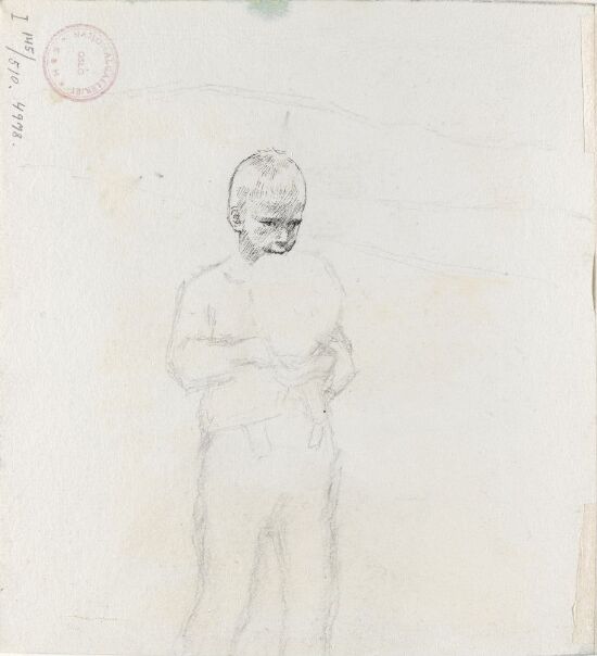 Gående gutt i landskap