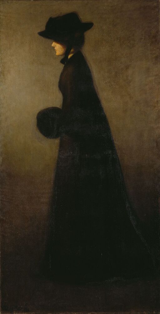 Woman in lamplight