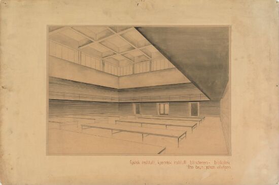 Fra biblioteket på Fysikk- og kjemibygget. Interiørperspektiv