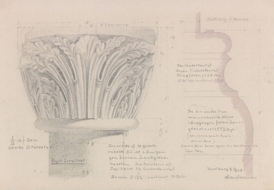 Kapitel på søyle i svalgangen foran Landgrevehuset på Wartburg