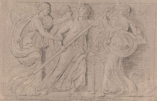 Fire kvinner i antikke drakter