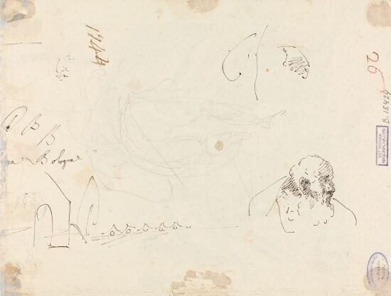 Skisser av arkitektur og figurer