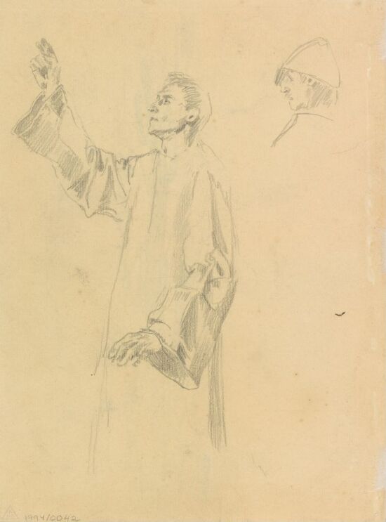 Mann med høyre hånd løftet i velsignelsesgestus