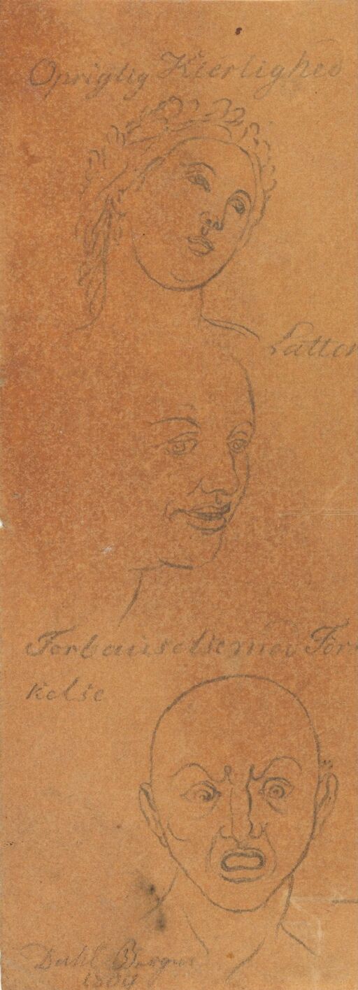 Tre ansiktsstudier; Oppriktig kjærlighet, Latter, Forbauselse med forelskelse