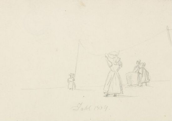 Kvinner som henger opp tøy