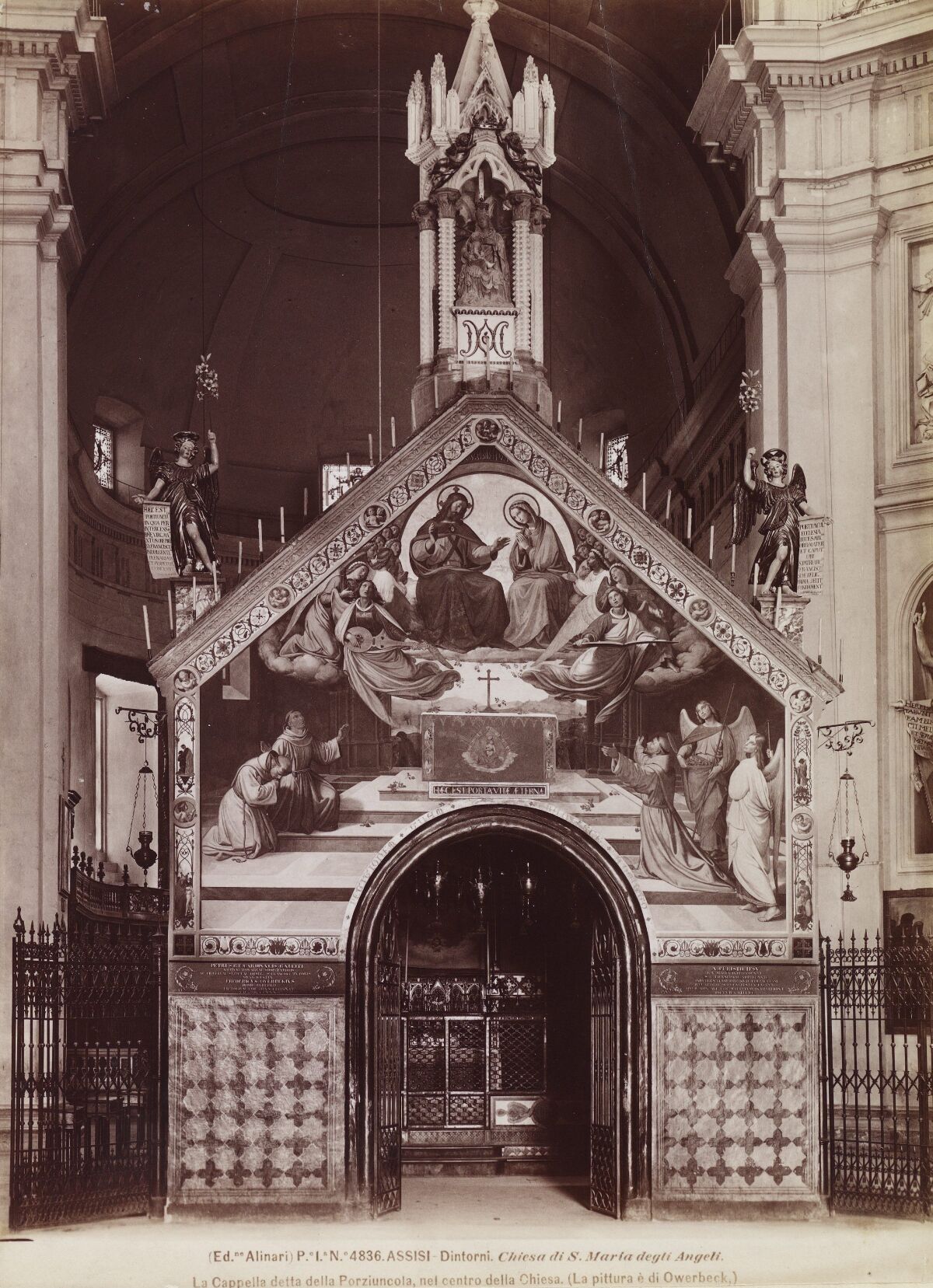 Alinari Giuseppe Assisi Dintorni Chiesa Di S Maria Degli Angeli La Cappella Detta Della Porziuncola Nel Centro Della Chiesa La Pittura E Di Owerbeck Nasjonalmuseet Samlingen