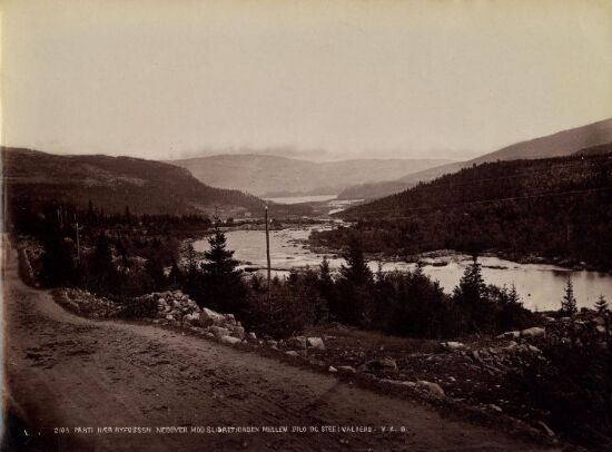 Parti nær Ryfossen nedover mod Slidrefjorden mellem Øilo og Stee i Valders