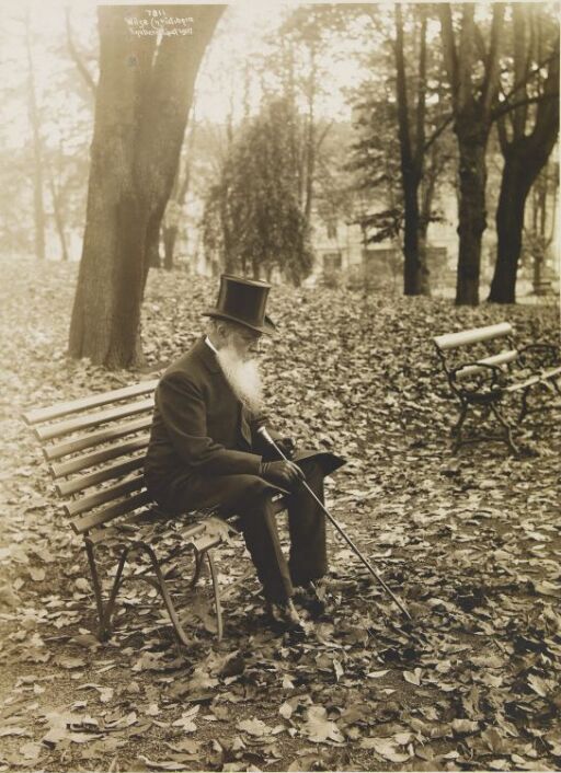 Portrait of a man sitting on a park bench