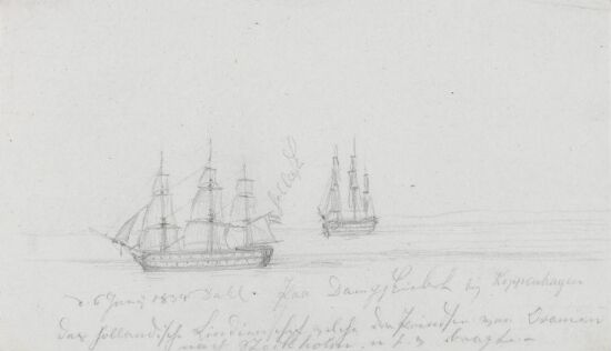 Et hollandsk linjeskip og tremaster, ved København