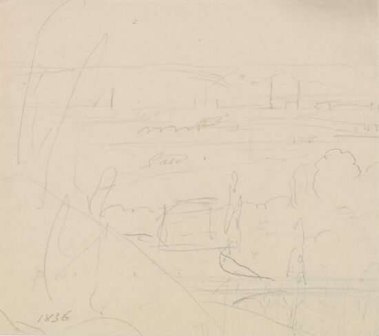 Landskapsriss med hus