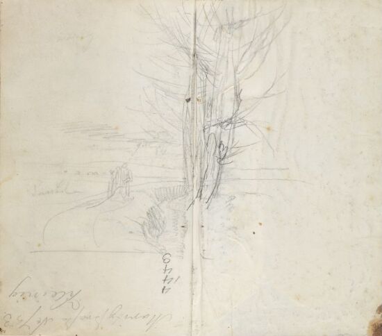 Landskap med trær og figurer