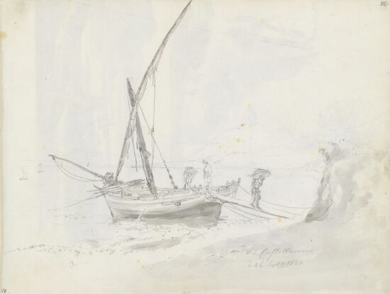 Felukk som losser ved