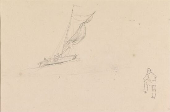 Seilbåt; mannsfigur