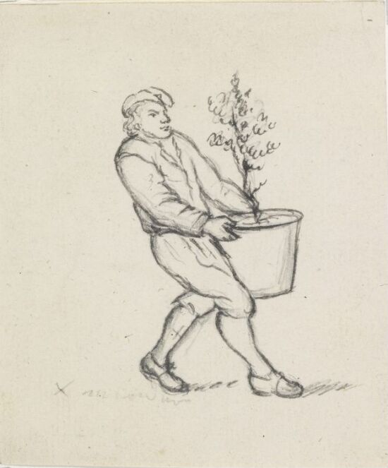 Mann bærer potteplante