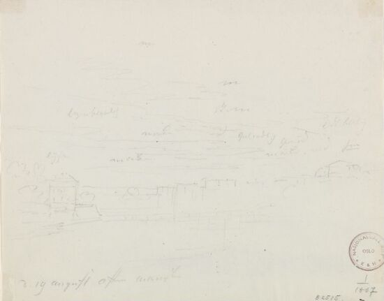 Byprospekt med skyer, aften