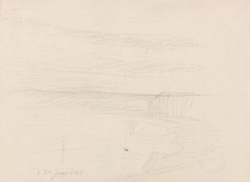 Landskap med vann og måne