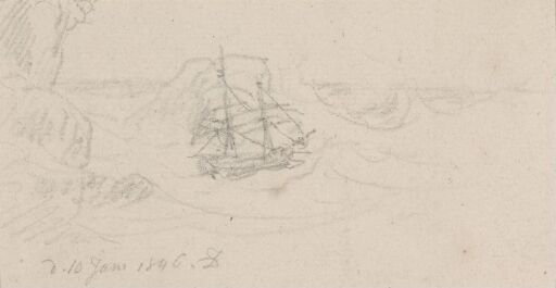 Seilskute i opprørt sjø