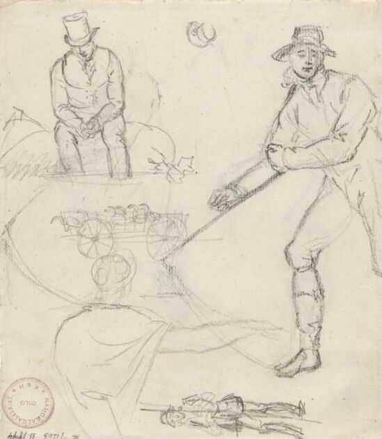 Studier av figurer og vogn