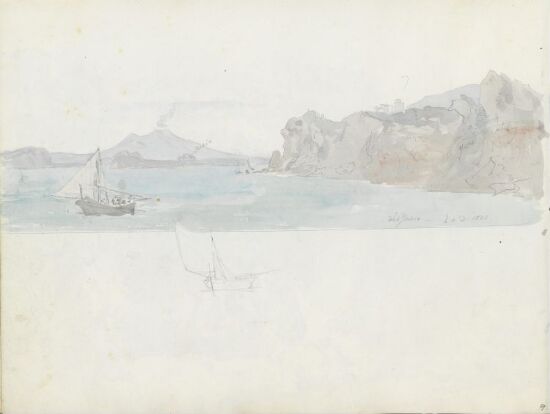 Utenfor kysten av Ischia; seilbåt