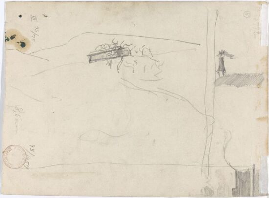 Riss av landskap med figur