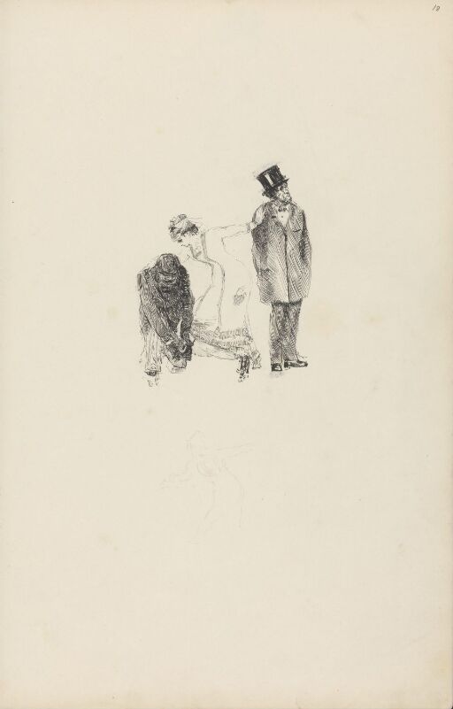 Kvinne på rulleskøyter flankert av to menn
