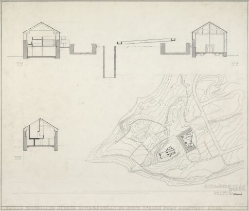 Hedmarkmuseet på Domkirkeodden. Situasjonsplan og snitt.