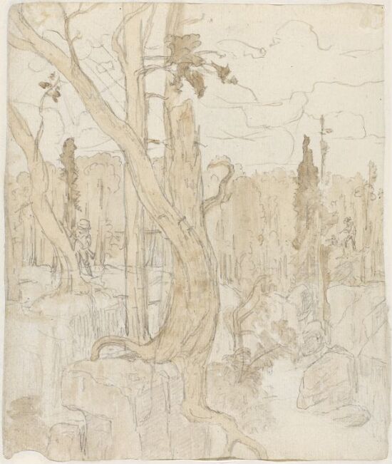 Skoglandskap med jegere